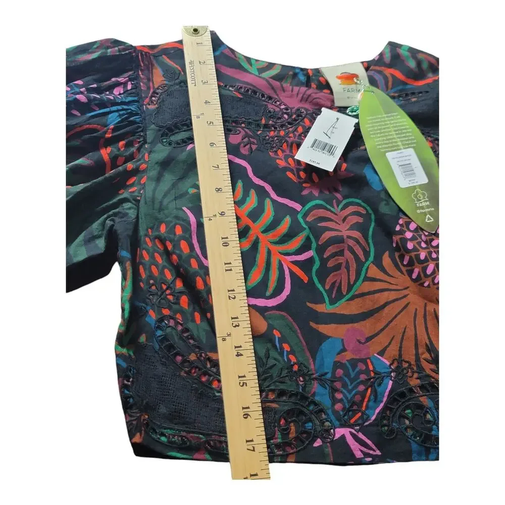 FARM Rio FrutisDream Puff Sleeve SubtleFruit Print NWT Sz S BOHO Art to Wear Y2K
